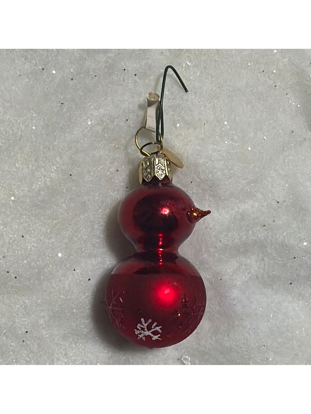Red Glass Snowman Hanging Christmas Ornament Snowflake Pattern Decorative